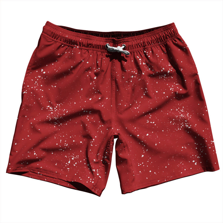 Splatter Swim Shorts 7" Made in USA - Red Dark and White