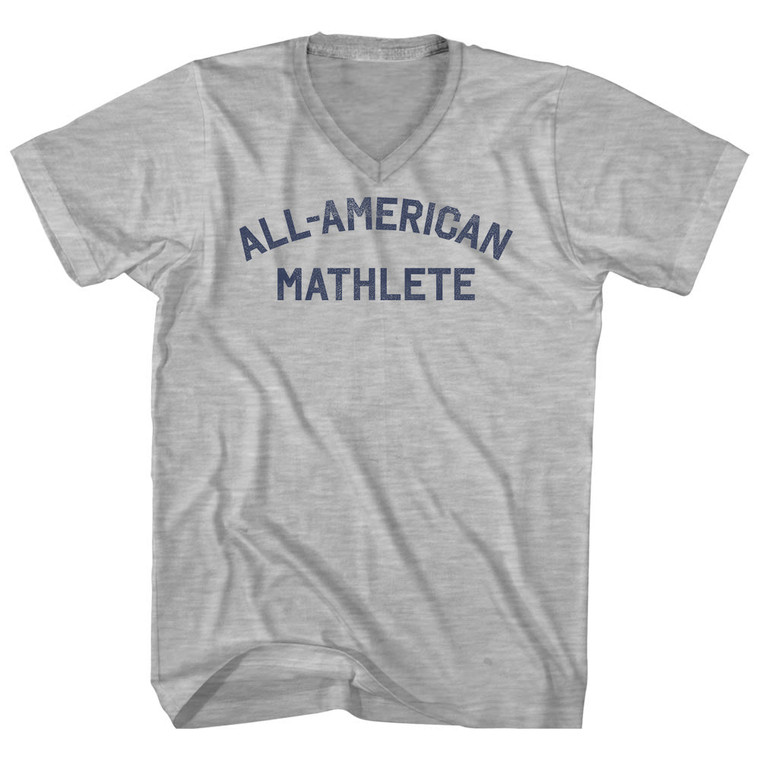 All-American Mathlete Adult Cotton V-neck T-shirt - Grey Heather