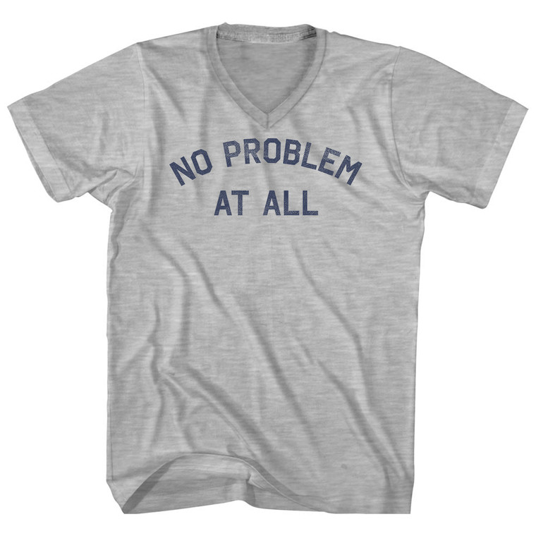 No Problem At All Adult Cotton V-neck T-shirt - Grey Heather