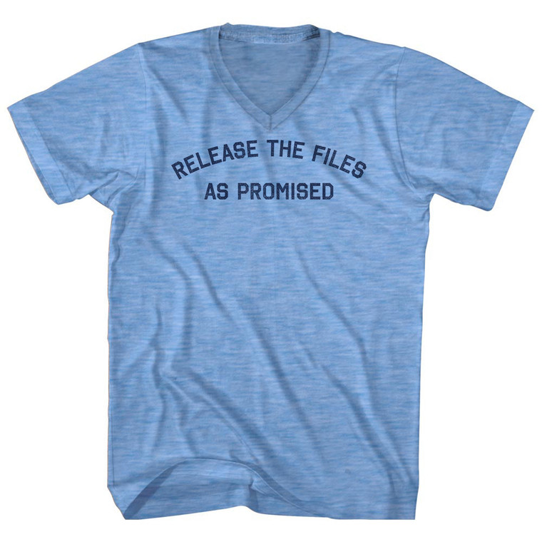Release The Files as Promised Adult Tri-Blend V-neck T-shirt - Athletic Blue