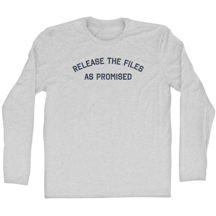 Release The Files as Promised Adult Cotton Long Sleeve T-shirt - Grey Heather