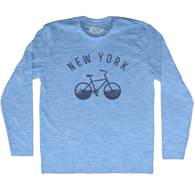 New York Bike Adult Tri-Blend Long Sleeve T-shirt - Athletic Blue