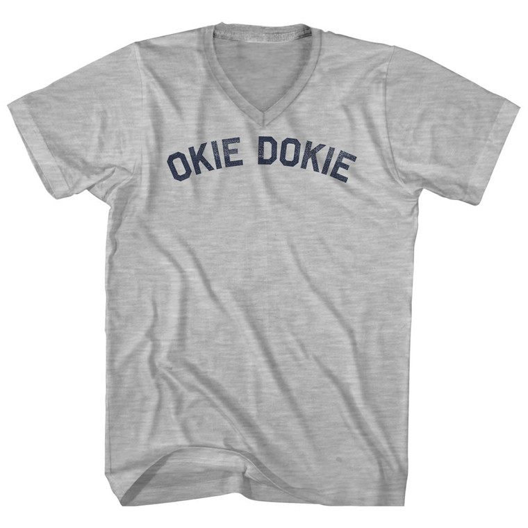 Okie Dokie Adult Cotton V-neck T-shirt Grey Heather
