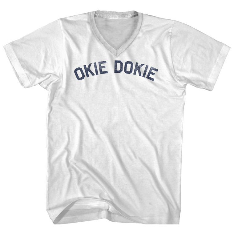 Okie Dokie Adult Cotton V-neck T-shirt White