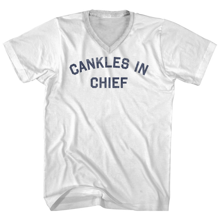 Cankles In Chief Adult Cotton V-neck T-shirt - White