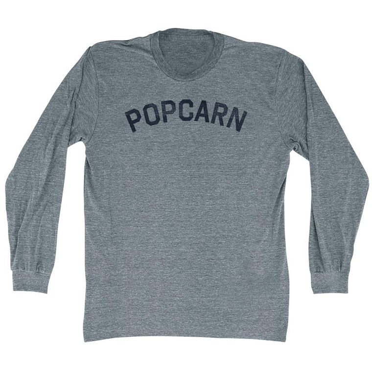 Popcarn (Popcorn With An A) Adult Tri-Blend Long Sleeve T-shirt - Athletic Grey