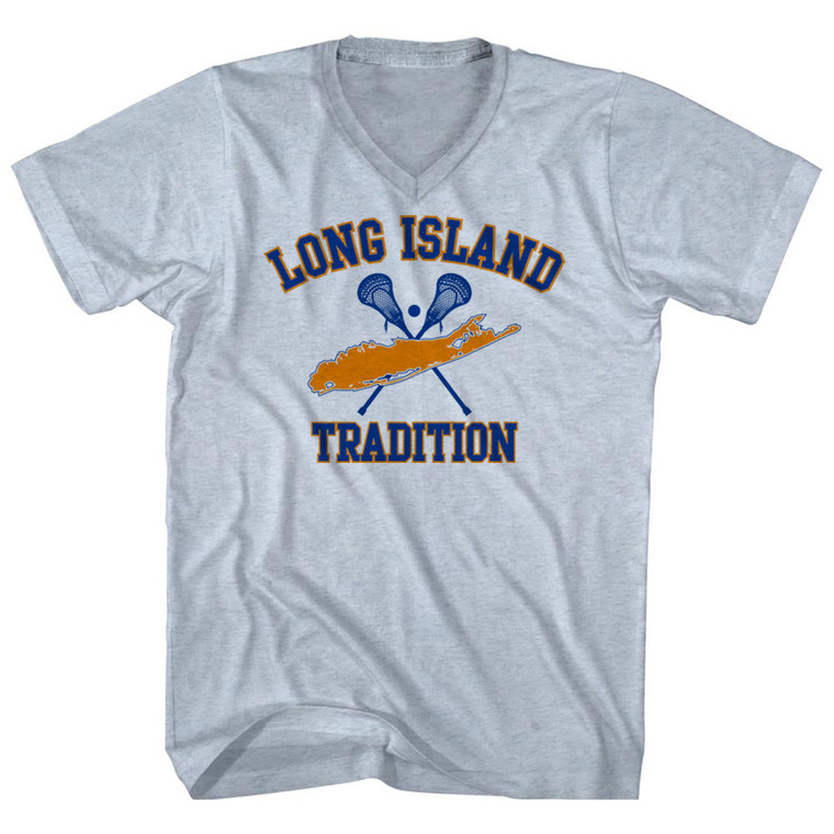 Long Island Tradition Adult Tri-Blend V-Neck T-Shirt - Athletic White