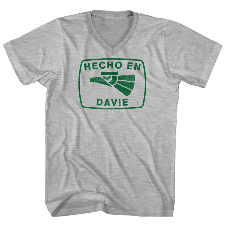 Hecho En Davie Eagle Adult Cotton V-neck T-shirt - Grey Heather