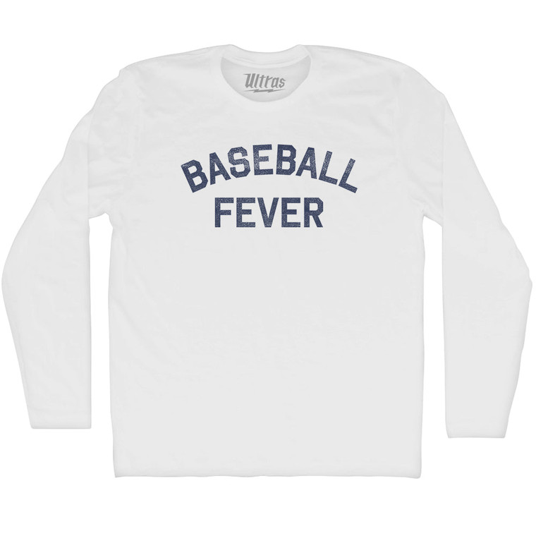 Baseball Fever Adult Cotton Long Sleeve T-shirt - White