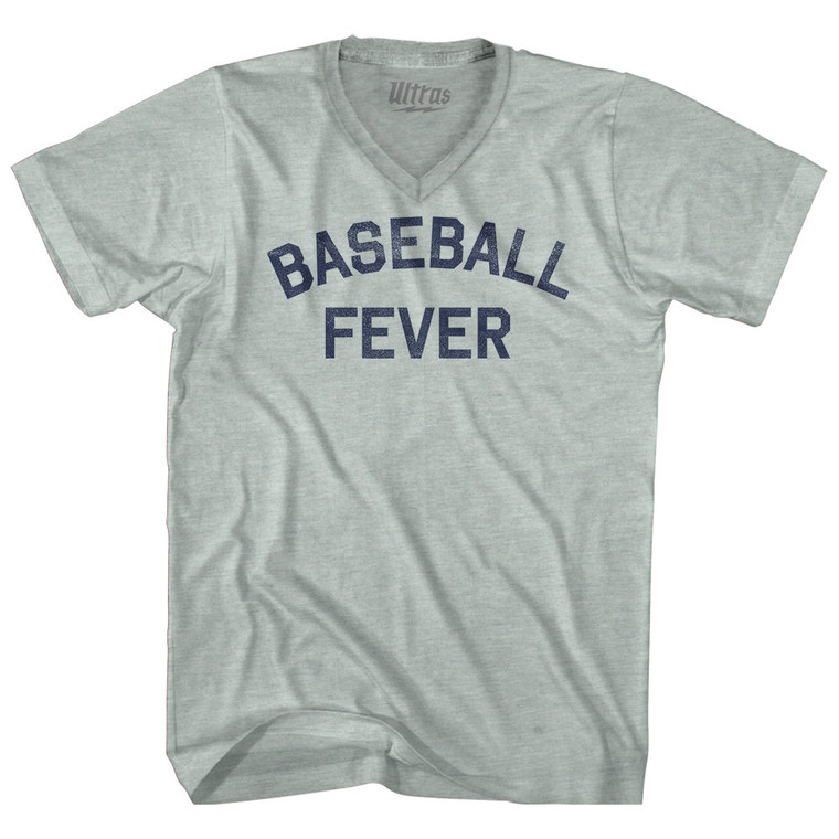 Baseball Fever Adult Tri-Blend V-neck T-shirt - Athletic Cool Grey