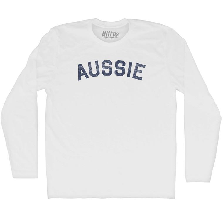 Aussie Adult Cotton Long Sleeve T-shirt - White