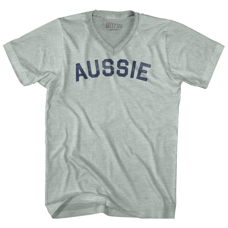 Aussie Adult Tri-Blend V-neck T-shirt - Athletic Cool Grey