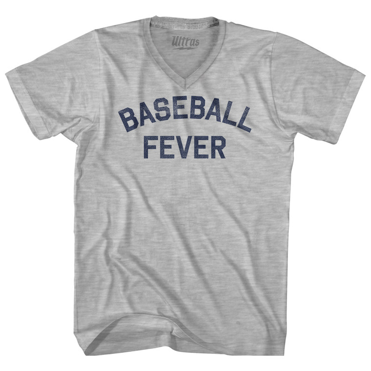 Baseball Fever Adult Cotton V-neck T-shirt - Grey Heather