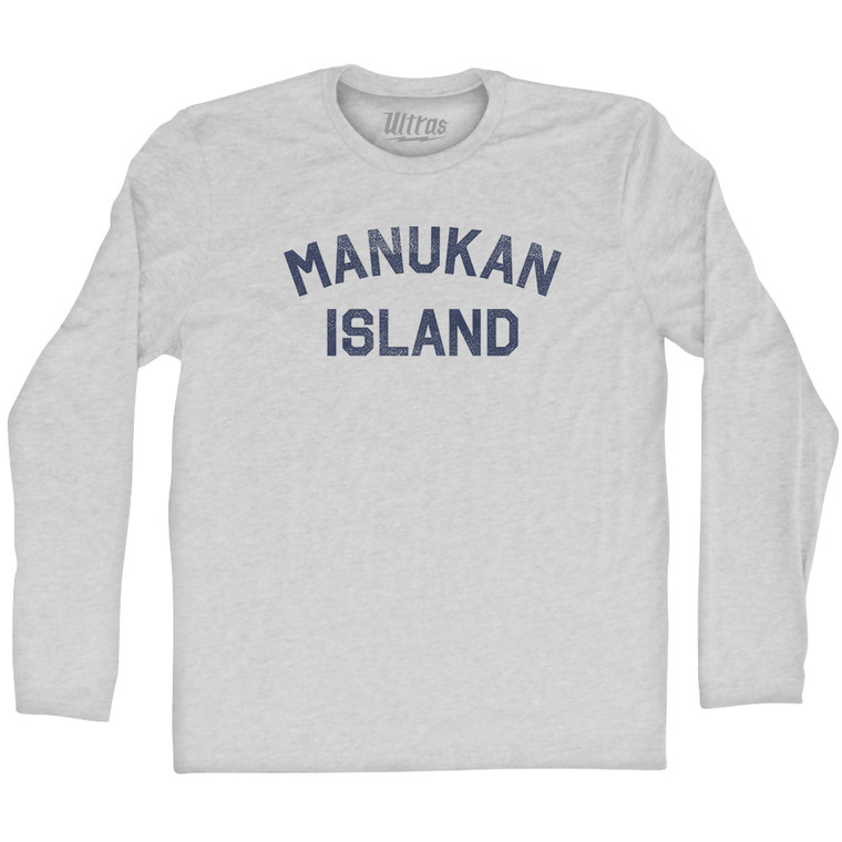 Manukan Island Adult Cotton Long Sleeve T-shirt - Grey Heather