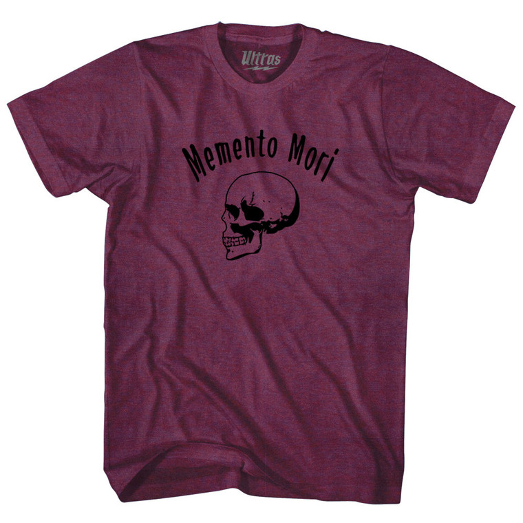Memento Mori (Remember You Must Die) Skull Adult Tri-Blend T-shirt - Athletic Cranberry
