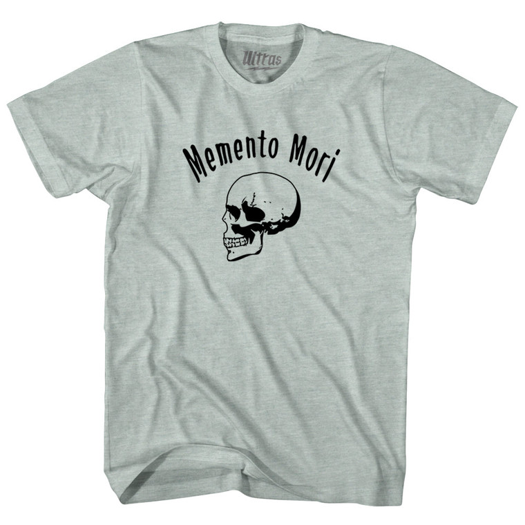 Memento Mori (Remember You Must Die) Skull Adult Tri-Blend T-shirt - Athletic Cool Grey
