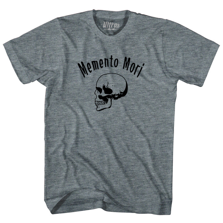 Memento Mori (Remember You Must Die) Skull Adult Tri-Blend T-shirt - Athletic Grey