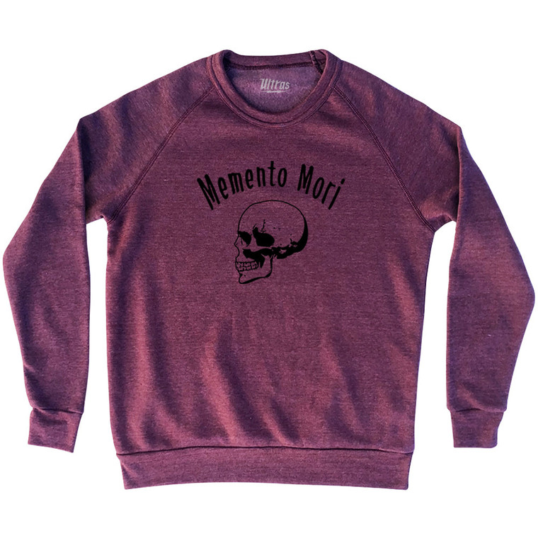 Memento Mori (Remember You Must Die) Skull Adult Tri-Blend Sweatshirt - Cardinal