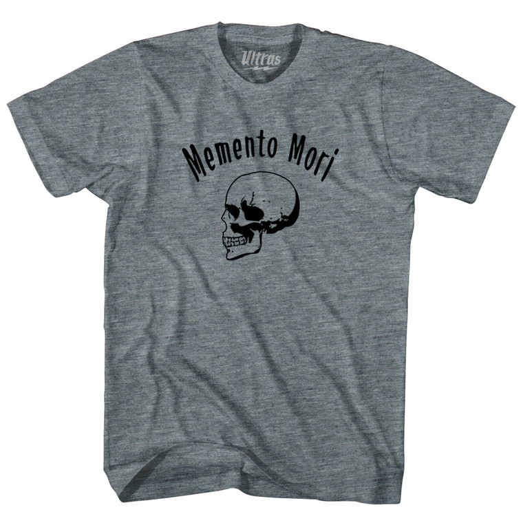 Memento Mori (Remember You Must Die) Skull Womens Tri-Blend Junior Cut T-Shirt - Athletic Grey