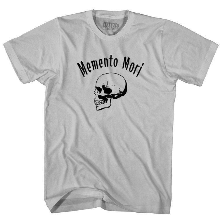 Memento Mori (Remember You Must Die) Skull Adult Cotton T-shirt - Cool Grey