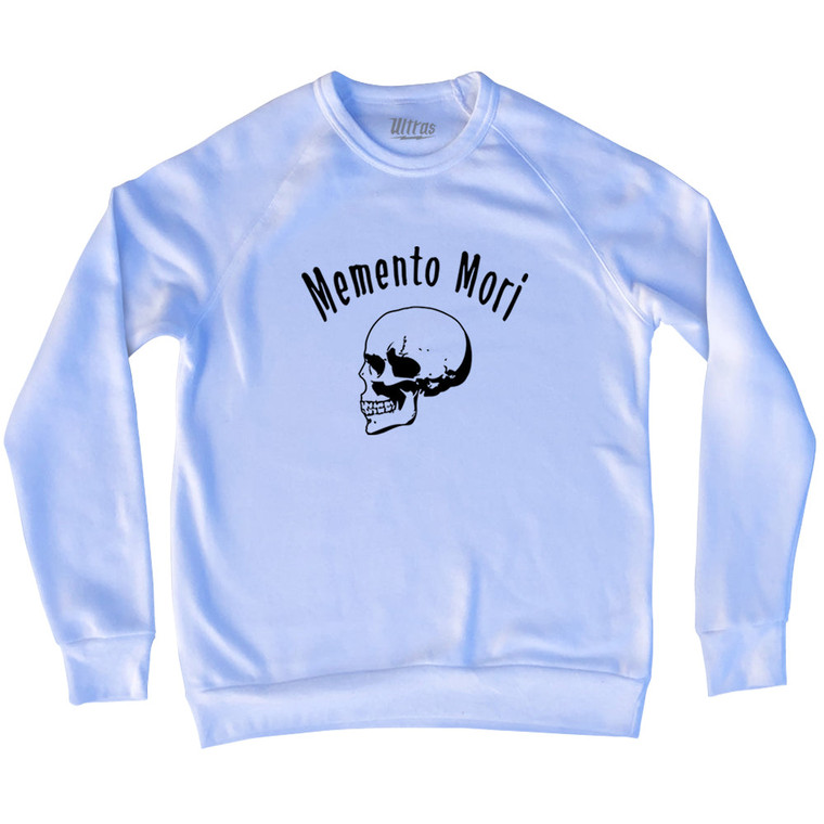 Memento Mori (Remember You Must Die) Skull Adult Tri-Blend Sweatshirt - White