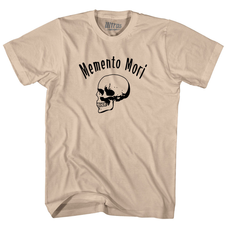 Memento Mori (Remember You Must Die) Skull Adult Cotton T-shirt - Creme