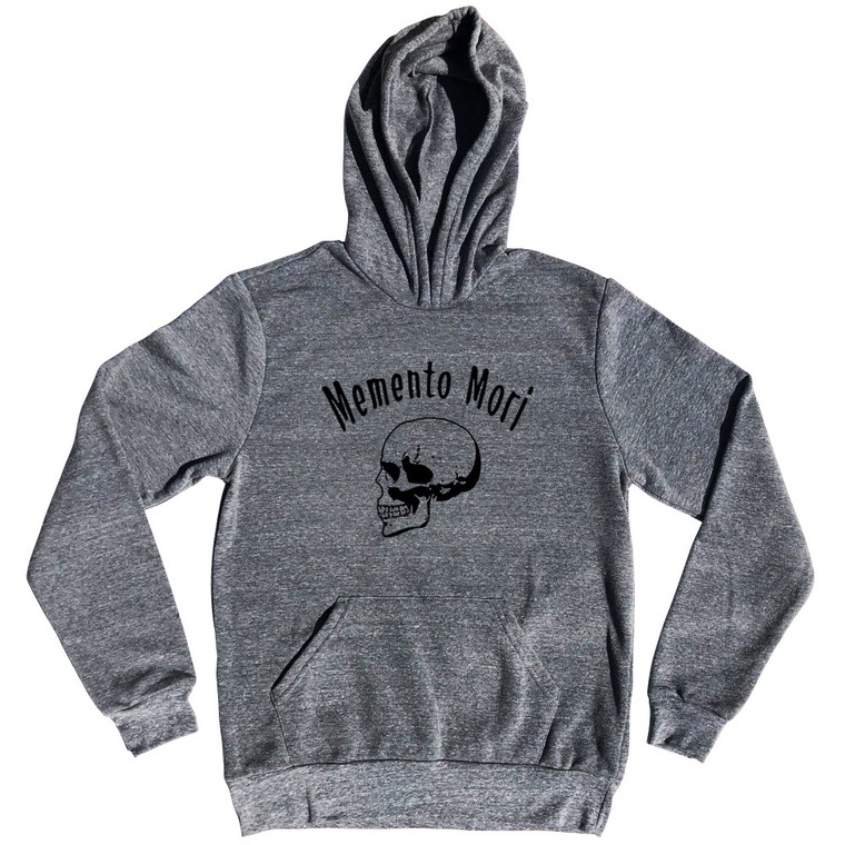 Memento Mori (Remember You Must Die) Skull Tri-Blend Hoodie - Athletic Grey