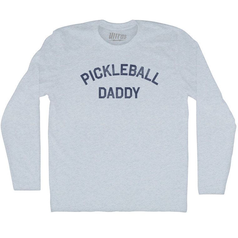 Pickleball Daddy Adult Tri-Blend Long Sleeve T-shirt - Athletic White