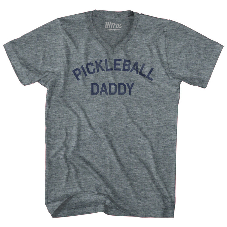 Pickleball Daddy Tri-Blend V-neck Womens Junior Cut T-shirt - Athletic Grey