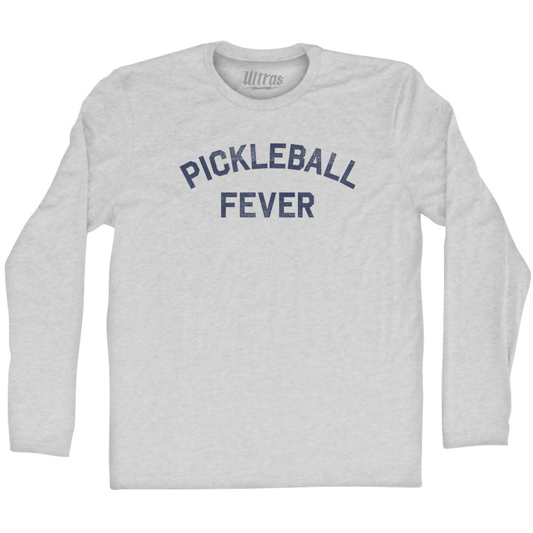 Pickleball Fever Adult Cotton Long Sleeve T-shirt - Grey Heather
