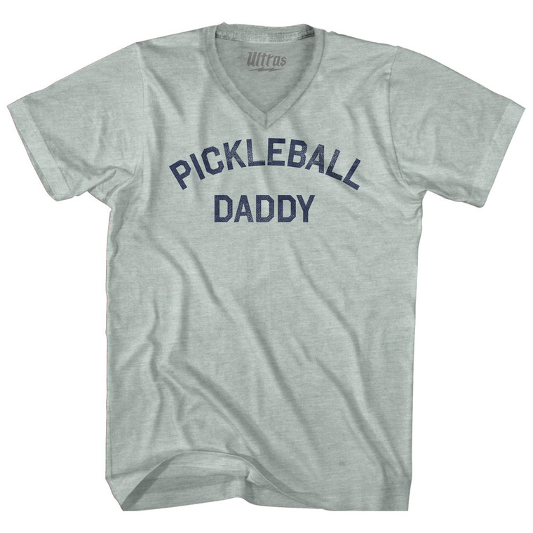 Pickleball Daddy Adult Tri-Blend V-neck T-shirt - Athletic Cool Grey