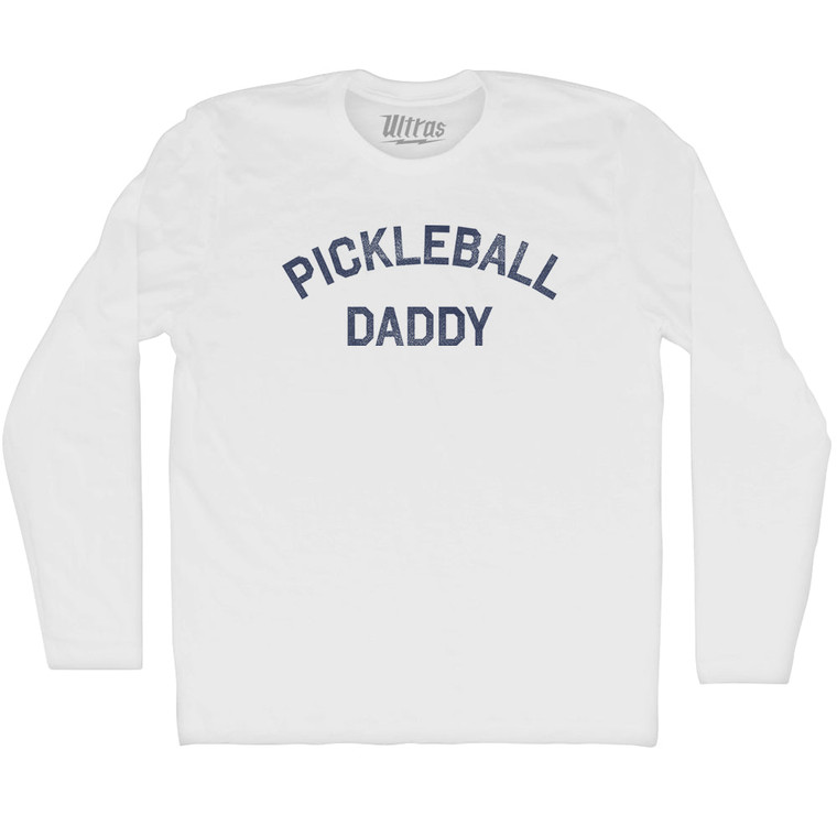 Pickleball Daddy Adult Cotton Long Sleeve T-shirt - White