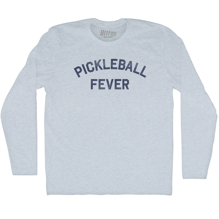 Pickleball Fever Adult Tri-Blend Long Sleeve T-shirt - Athletic White