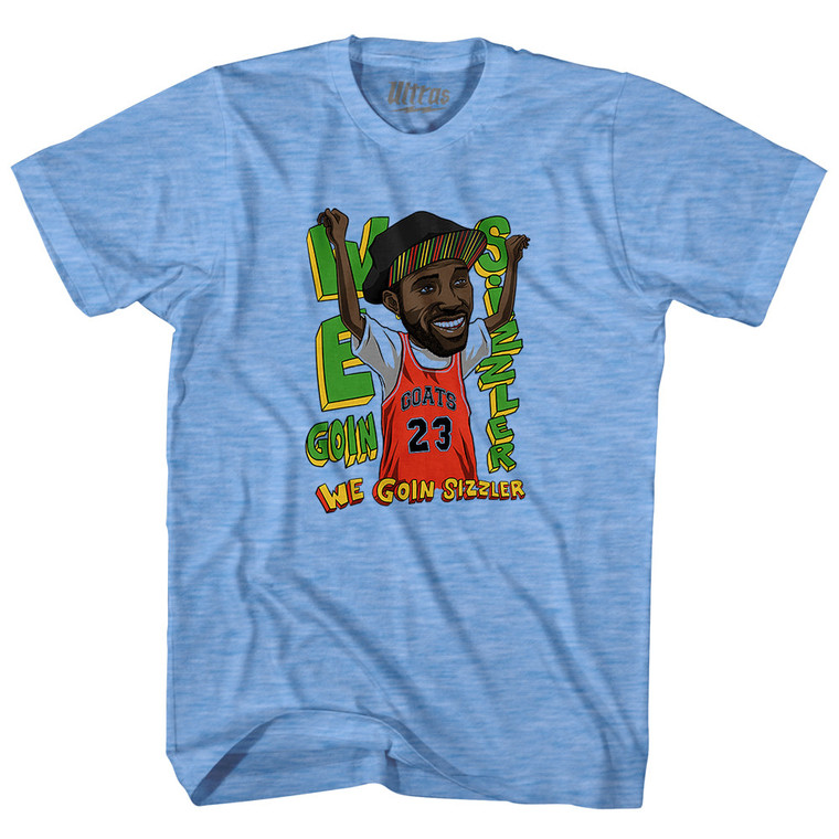 We Goin Sizzler White Men Basketball Adult Tri-Blend T-shirt - Athletic Blue