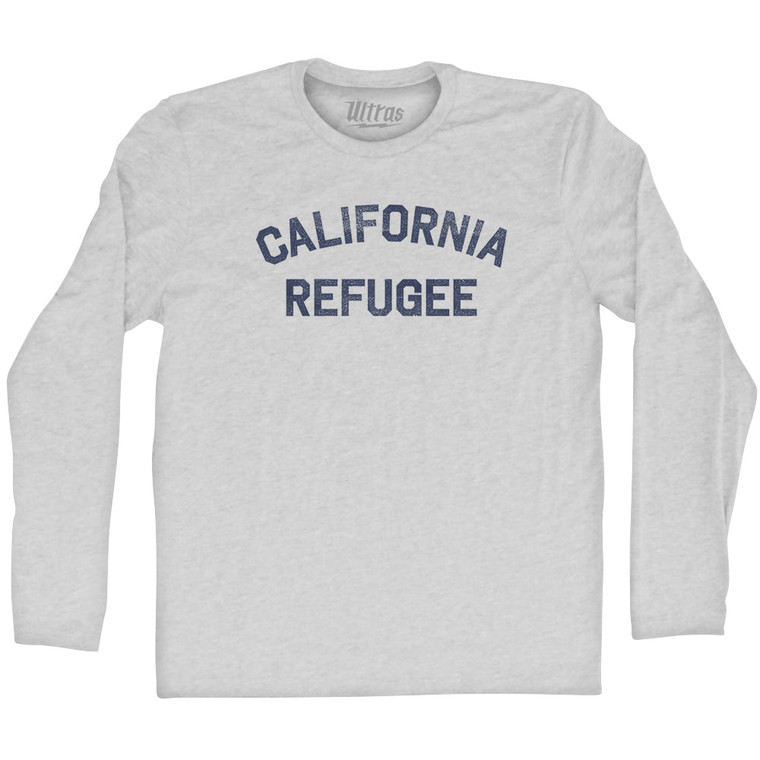 California Refugee Adult Cotton Long Sleeve T-shirt - Grey Heather