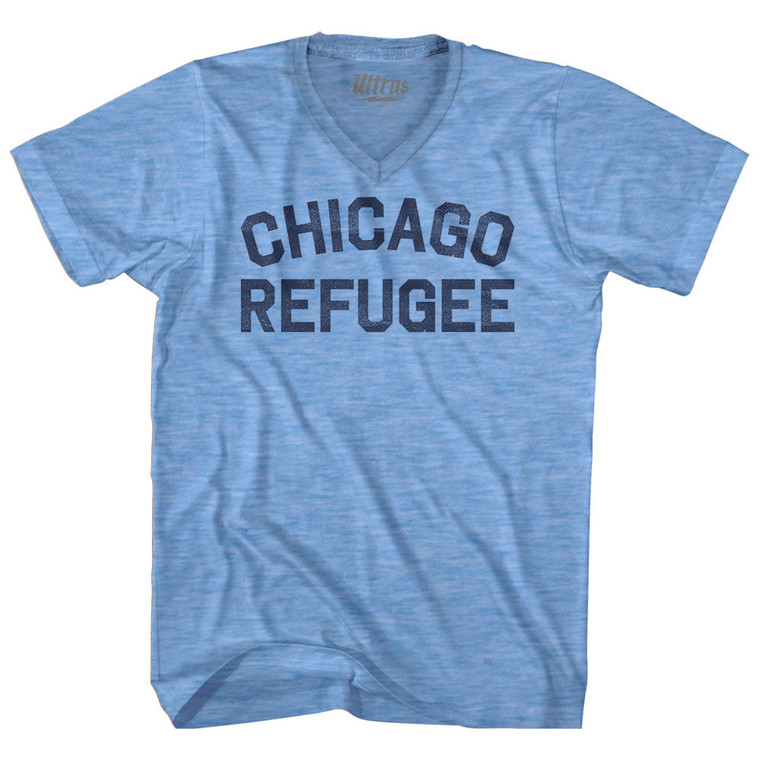 Chicago Refugee Adult Tri-Blend V-neck T-shirt - Athletic Blue