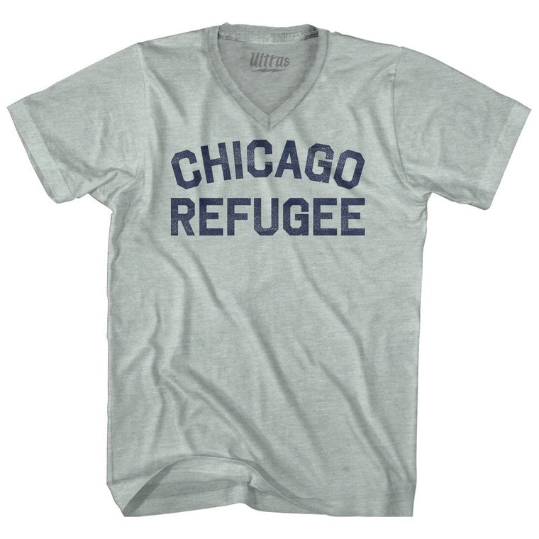 Chicago Refugee Adult Tri-Blend V-neck T-shirt - Athletic Cool Grey