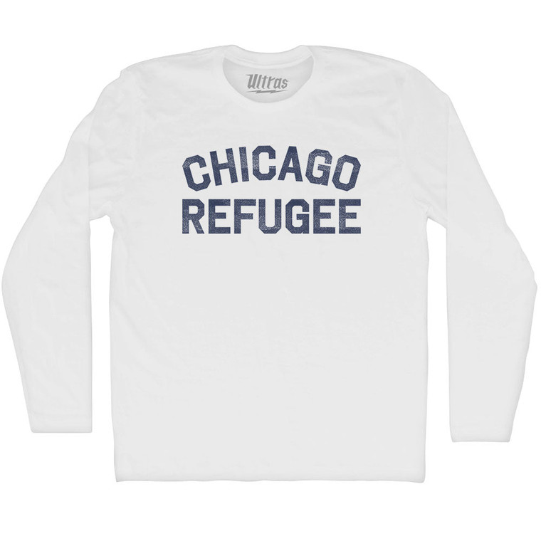 Chicago Refugee Adult Cotton Long Sleeve T-shirt - White