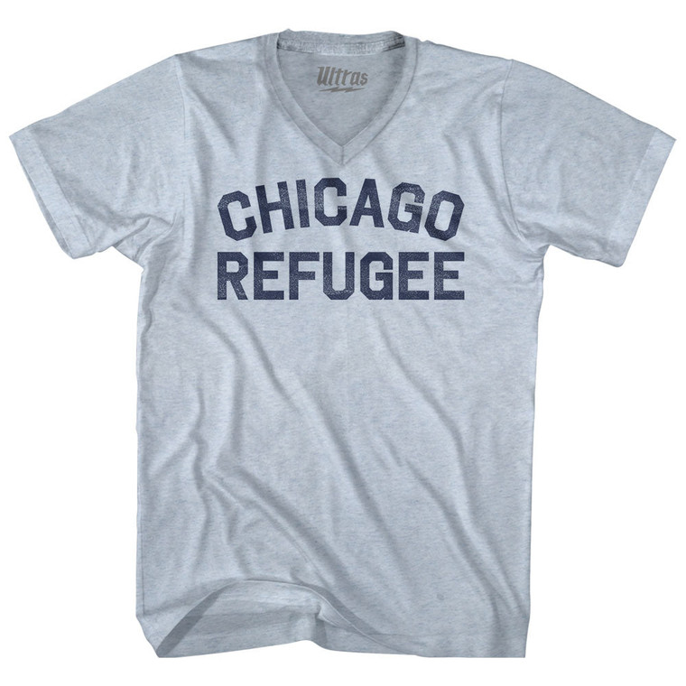 Chicago Refugee Adult Tri-Blend V-neck T-shirt - Athletic White