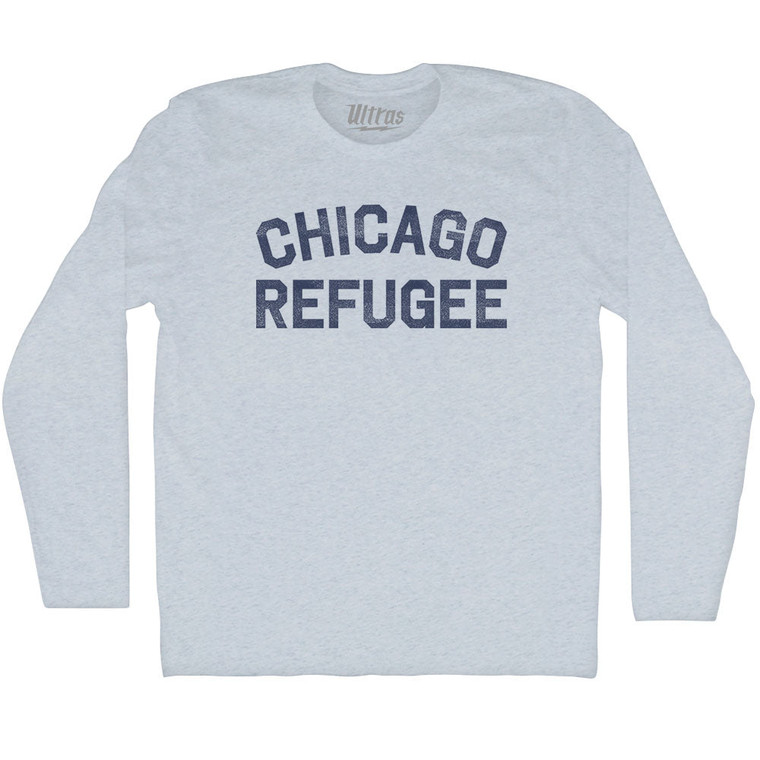 Chicago Refugee Adult Tri-Blend Long Sleeve T-shirt - Athletic White