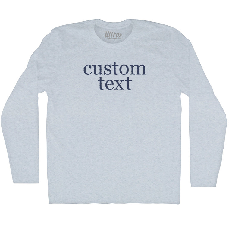 Custom Text Rage Font Adult Tri-Blend Long Sleeve T-shirt - Athletic White