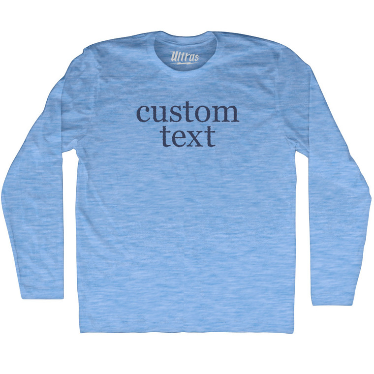 Custom Text Rage Font Adult Tri-Blend Long Sleeve T-shirt - Athletic Blue