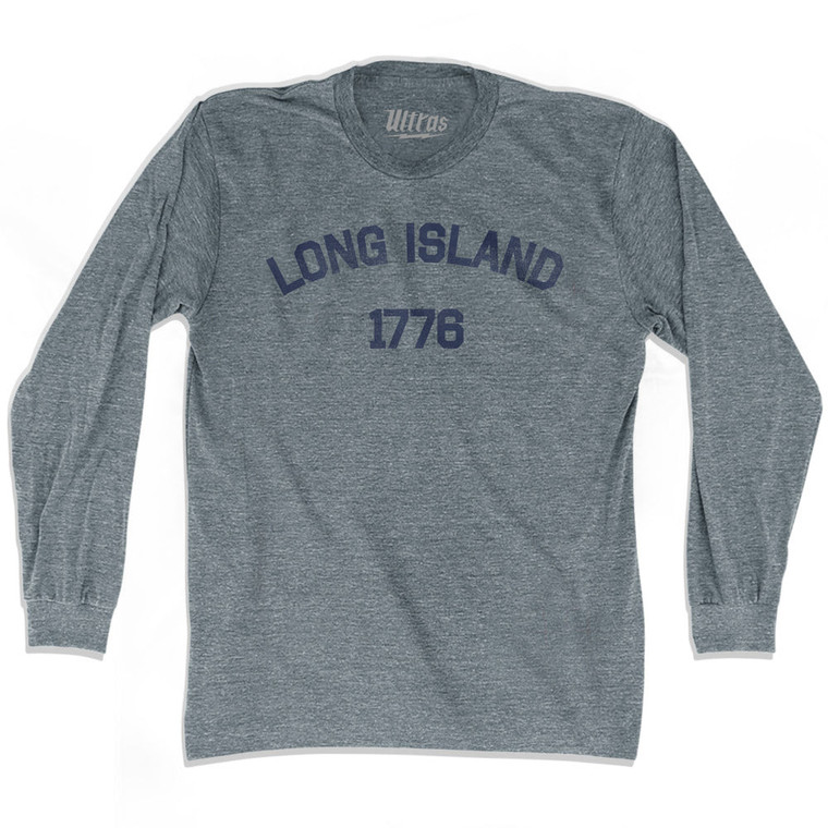 Long Island 1776 Adult Tri-Blend Long Sleeve T-shirt - Athletic Grey