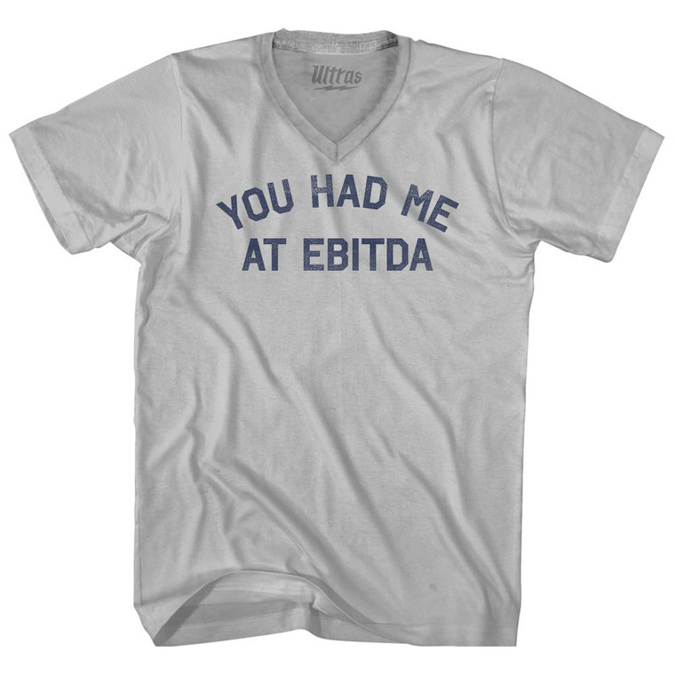 You Had Me At EBITDA Adult Tri-Blend V-neck T-shirt - Cool Grey