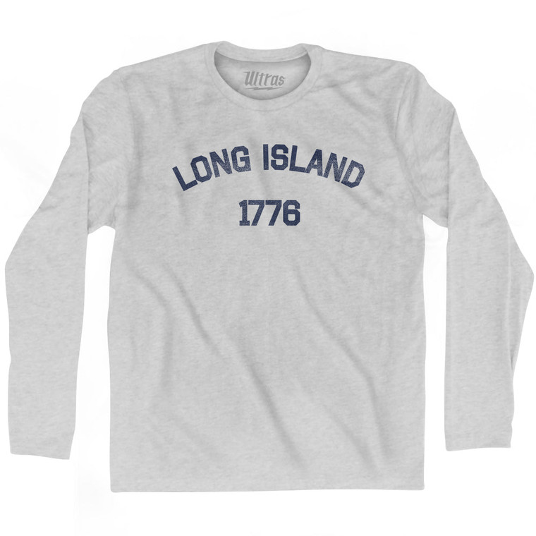 Long Island 1776 Adult Cotton Long Sleeve T-shirt - Grey Heather