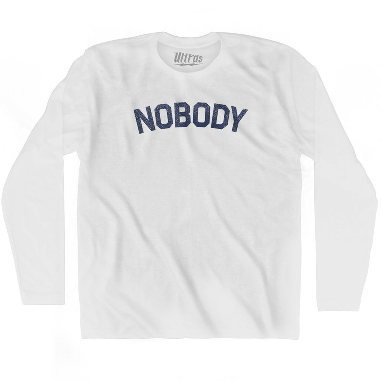 Nobody Adult Cotton Long Sleeve T-shirt - White