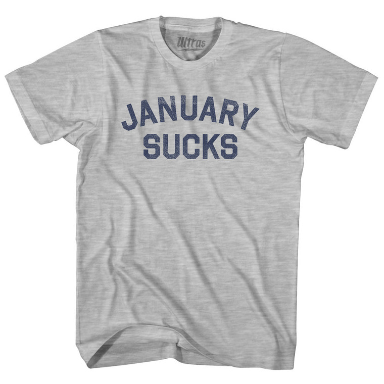 January Sucks Adult Cotton T-shirt - Grey Heather