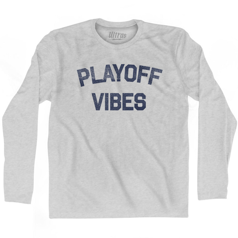 Playoff Vibes Adult Cotton Long Sleeve T-shirt - Grey Heather
