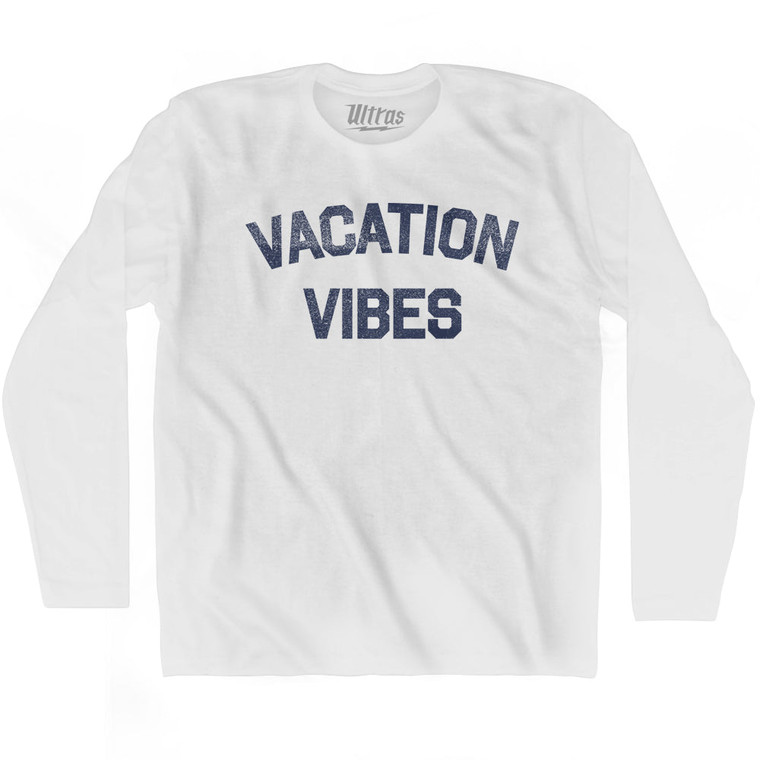 Vacation Vibes Adult Cotton Long Sleeve T-shirt - White