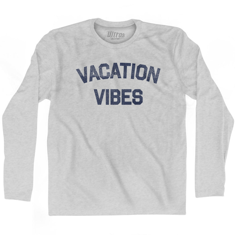 Vacation Vibes Adult Cotton Long Sleeve T-shirt - Grey Heather